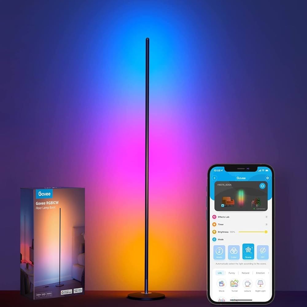 Govee RGBIC Floor Lamp, LED Corner Lamp Works with Alexa, Smart Modern Floor Lamp with Music Sync... | Amazon (US)