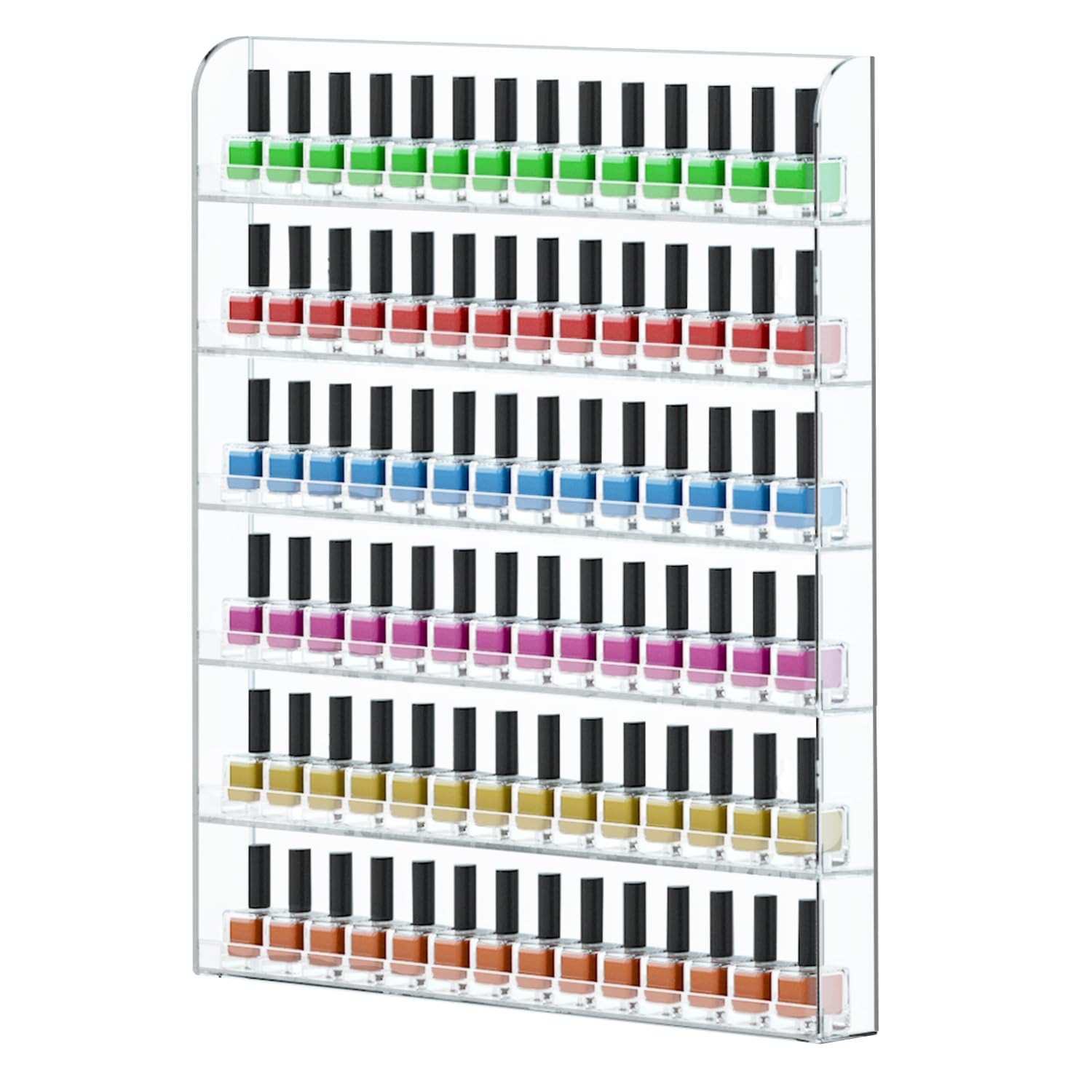 FEMELI 2 Pack Nail Polish Wall Racks 20 * 24 Inch Hold Up to 240 Bottles,Clear Acrylic Nail Polish Shelf Organizer Wall Mounted 6 Rows (2) | Amazon (US)