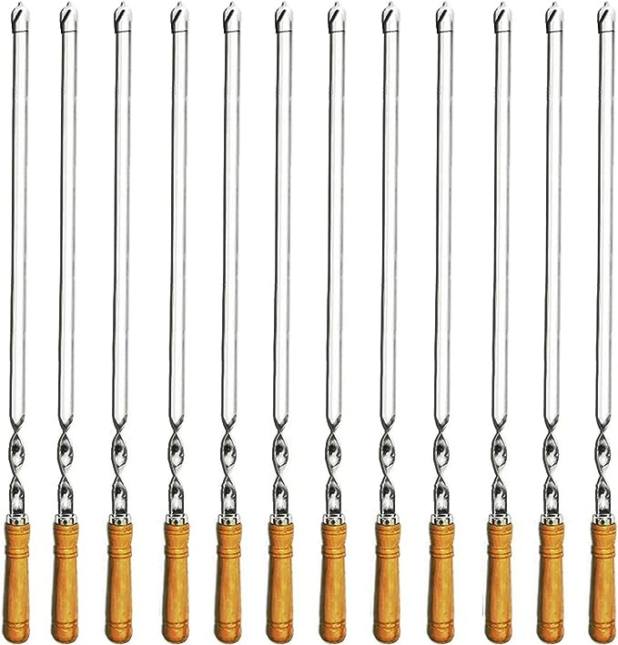 Amestar 12 Pack Kabob Skewers BBQ Barbecue Skewers Stainless Steel Sticks 22 Inch Heavy Duty Larg... | Amazon (US)