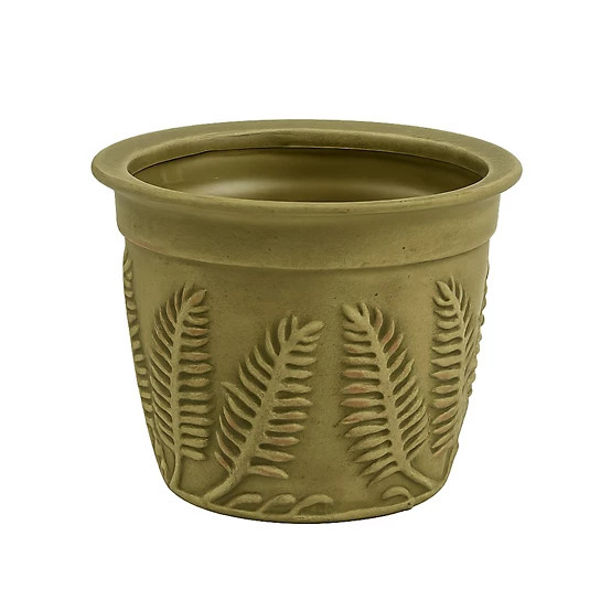 GroundWork  Leaves Ceramic Planter, 10 in., Green | Tractor Supply