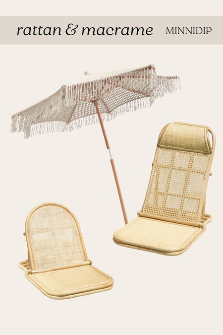 rattan and macrame #poolchairs #beachchairs #beachumbrella #poolumbrella #rattanchairs #macrameumbrella #rattan #macrame #ltkswim

#LTKSeasonal #LTKFind #LTKunder100