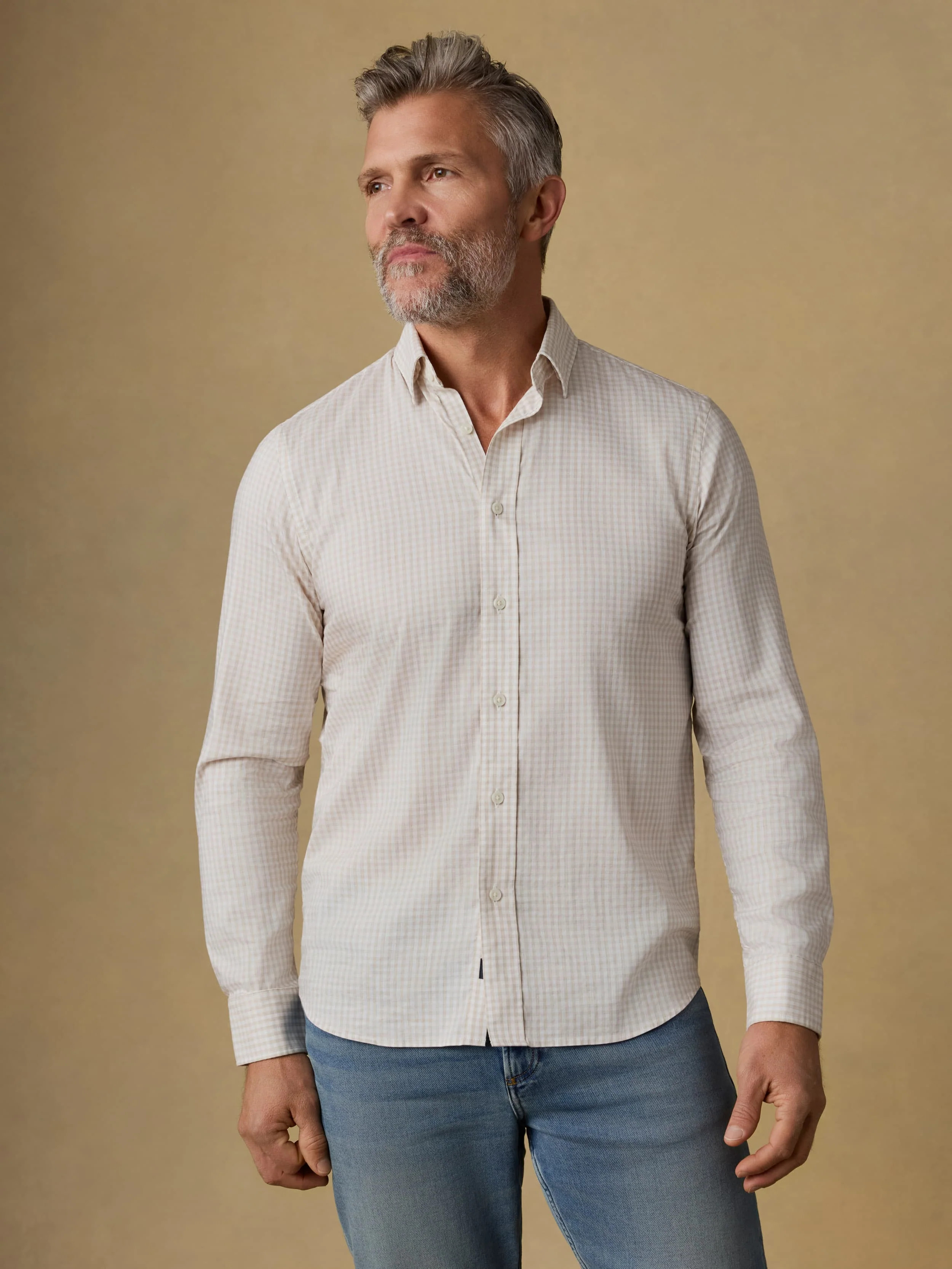 The Movement™ Shirt - Faded Khaki Gingham | Faherty