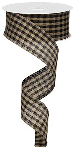 1.5" Wide Gingham Check Wired Ribbon Black and Tan (50 Yards = 150 Feet) | Amazon (US)