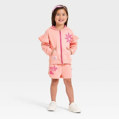 Toddler Girls' 2pc Disney Minnie Mouse Zip-up Hoodie & Shorts Set - Pink 3T | Target