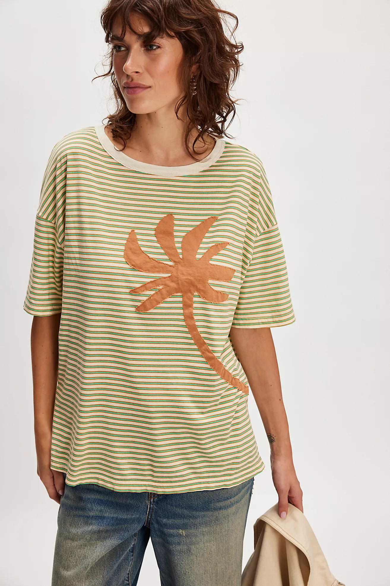 Striped Palm Applique Tee | Free People (Global - UK&FR Excluded)