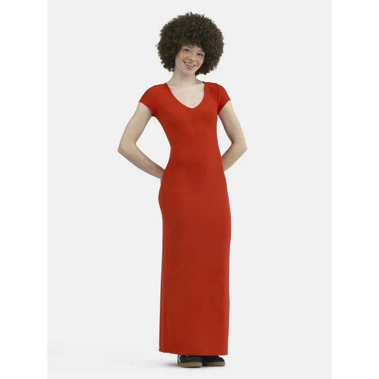 No Boundaries Bodycon Maxi Dress with Cap Sleeves, Women's - Walmart.com | Walmart (US)