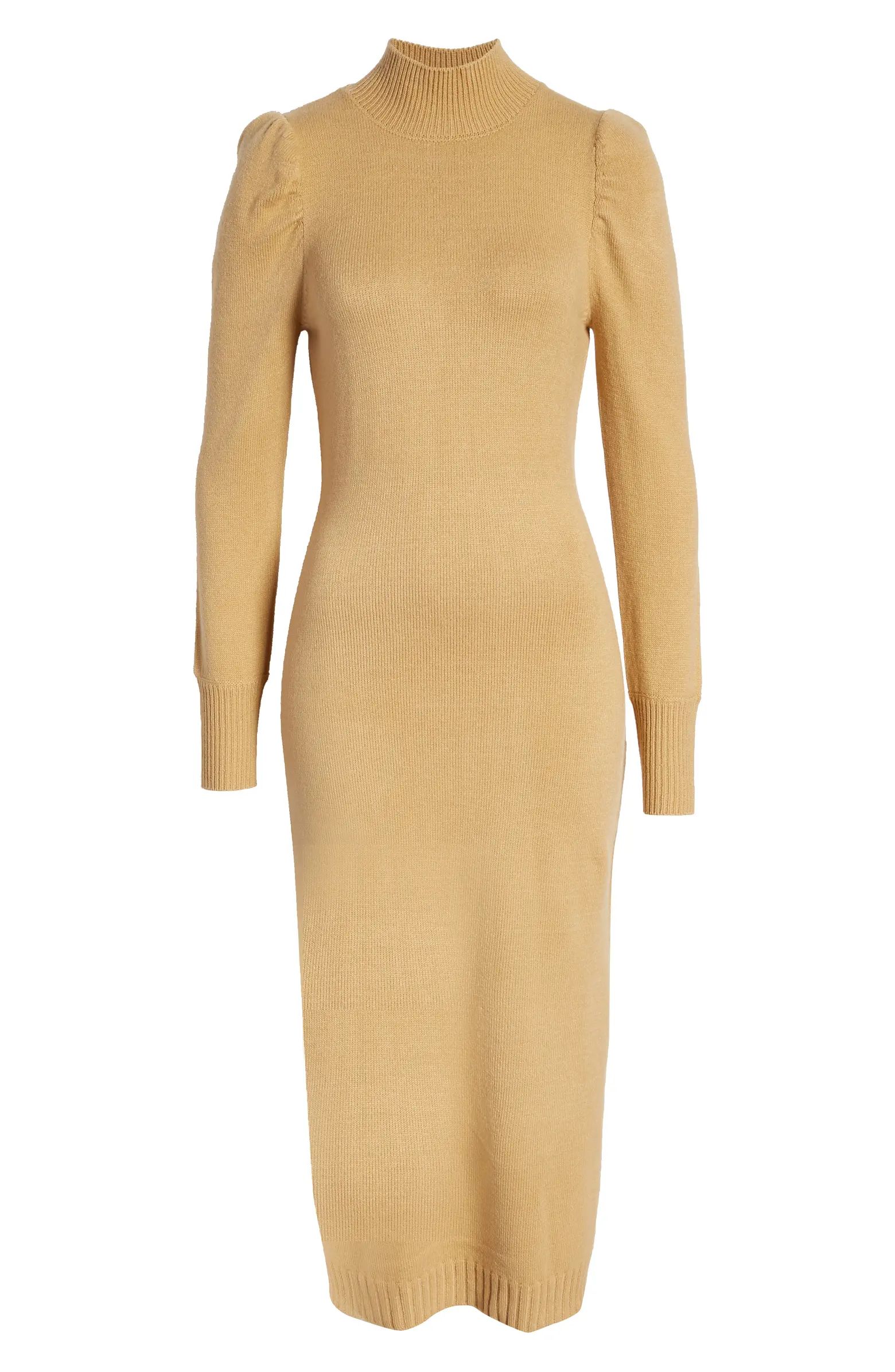 Charles Henry Puff Long Sleeve Midi Sweater Dress | Nordstrom | Nordstrom