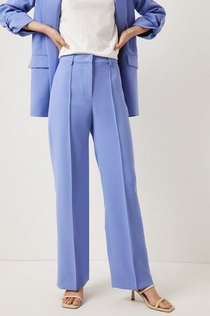 Janelle Crepe Pinstitch Straight Leg Trouser | Oasis UK & IE 