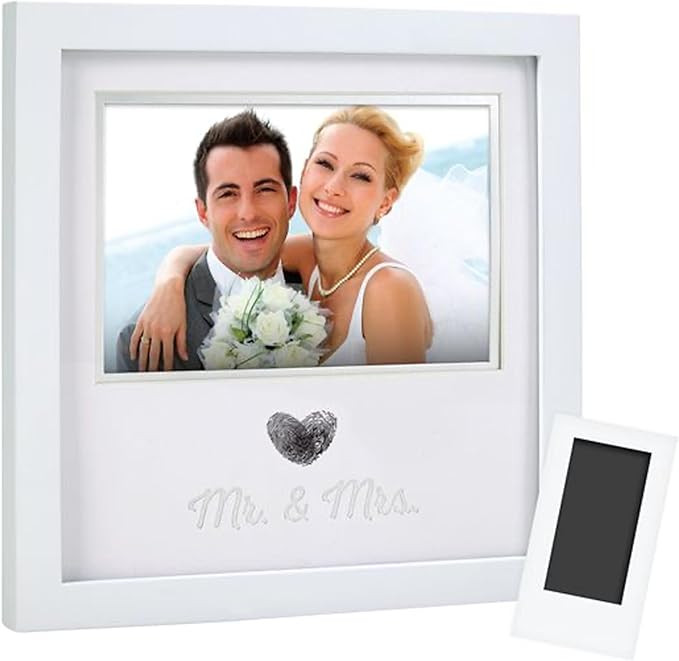 Pearhead Heart Thumbprint Photo Frame and Ink Kit, Wedding Keepsake Registry or Reception Idea, C... | Amazon (US)