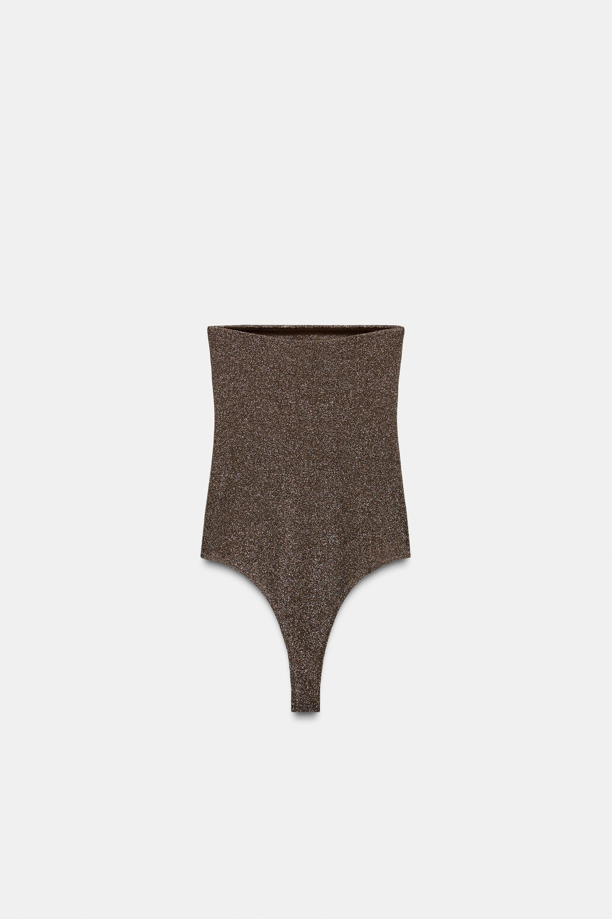 METALLIC THREAD BANDEAU BODYSUIT | Zara US