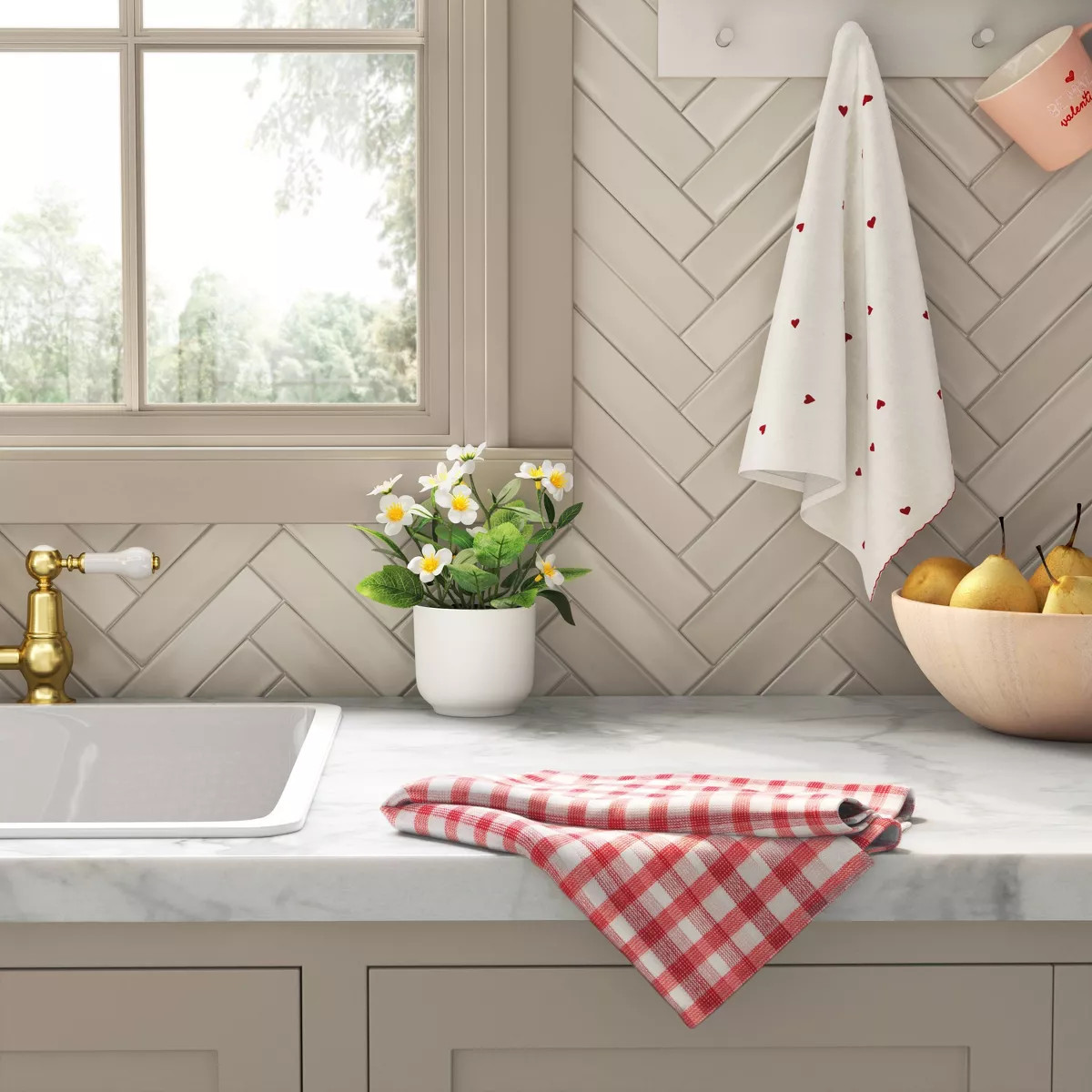 2pk Valentine's Day Small Heart Kitchen Towels - Threshold™ | Target