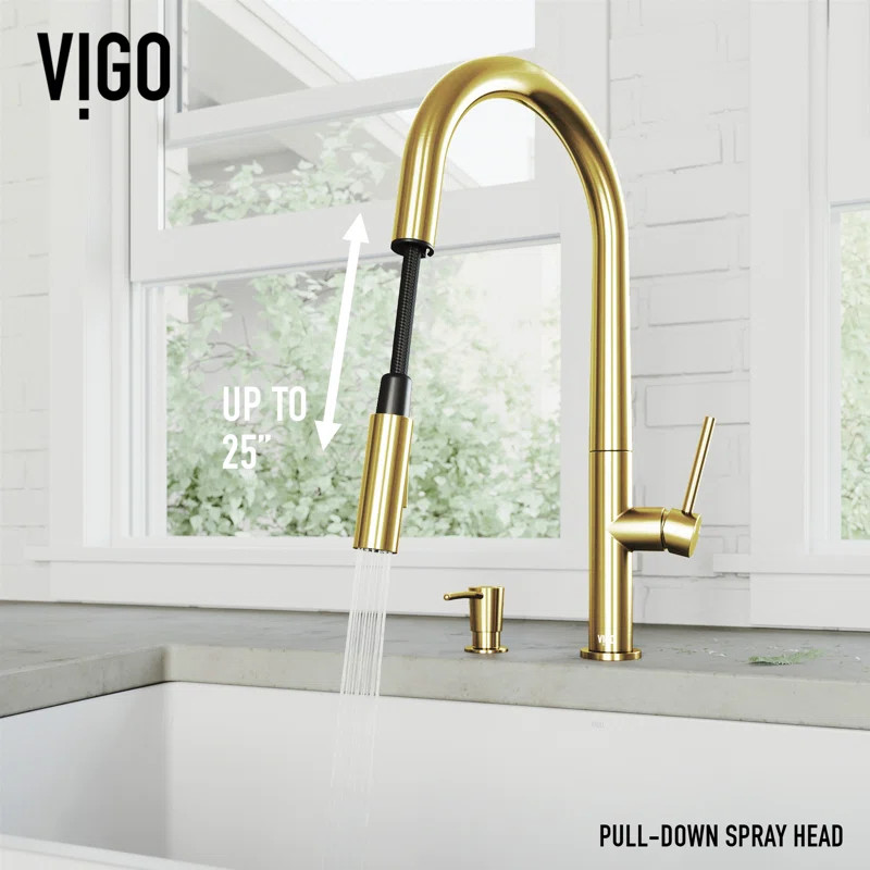 Greenwich 18 H 1-handle Pull-Down 2-Function Sprayer Kitchen Faucet and Soap Dispenser | Wayfair North America