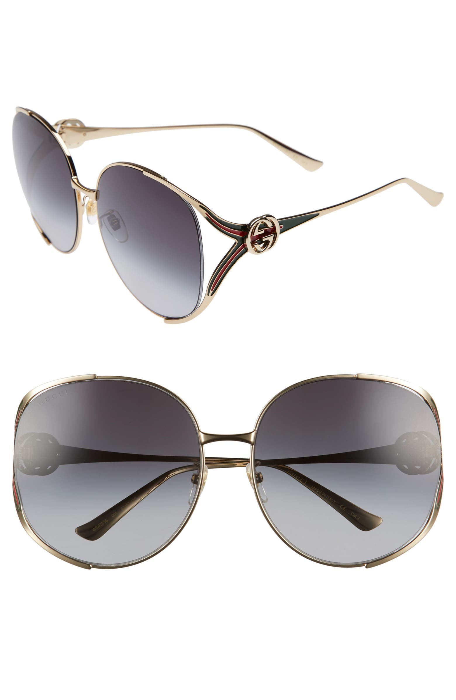 63mm Gradient Oversize Open Temple Round Sunglasses | Nordstrom