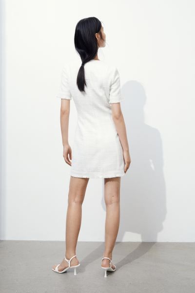 Bouclé Dress - White - Ladies | H&M US | H&M (US + CA)