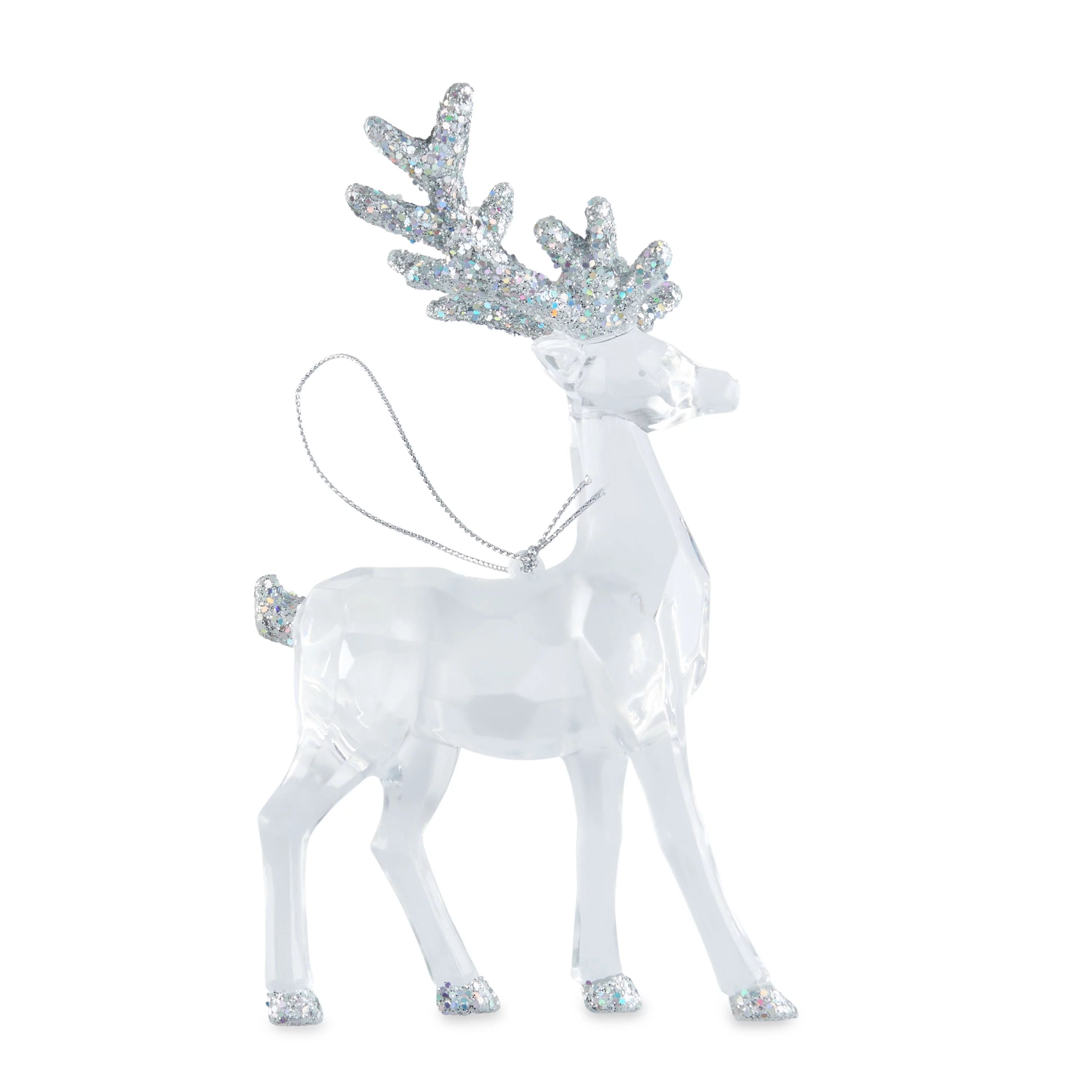 Holiday Time 5inch Acrylic Clear Reindeer Hanging Ornament - Walmart.com | Walmart (US)