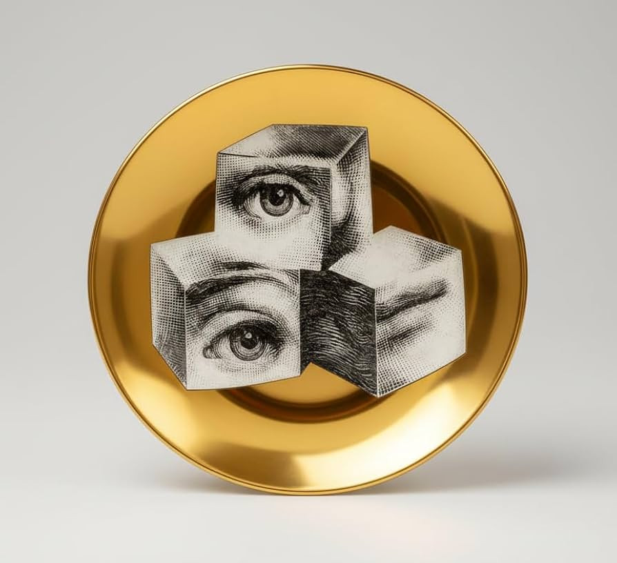 Gold Finish Bone China Decorative Plate, Abstract Eye Wall Decor, 8-Inch Art Display with Stand a... | Amazon (US)