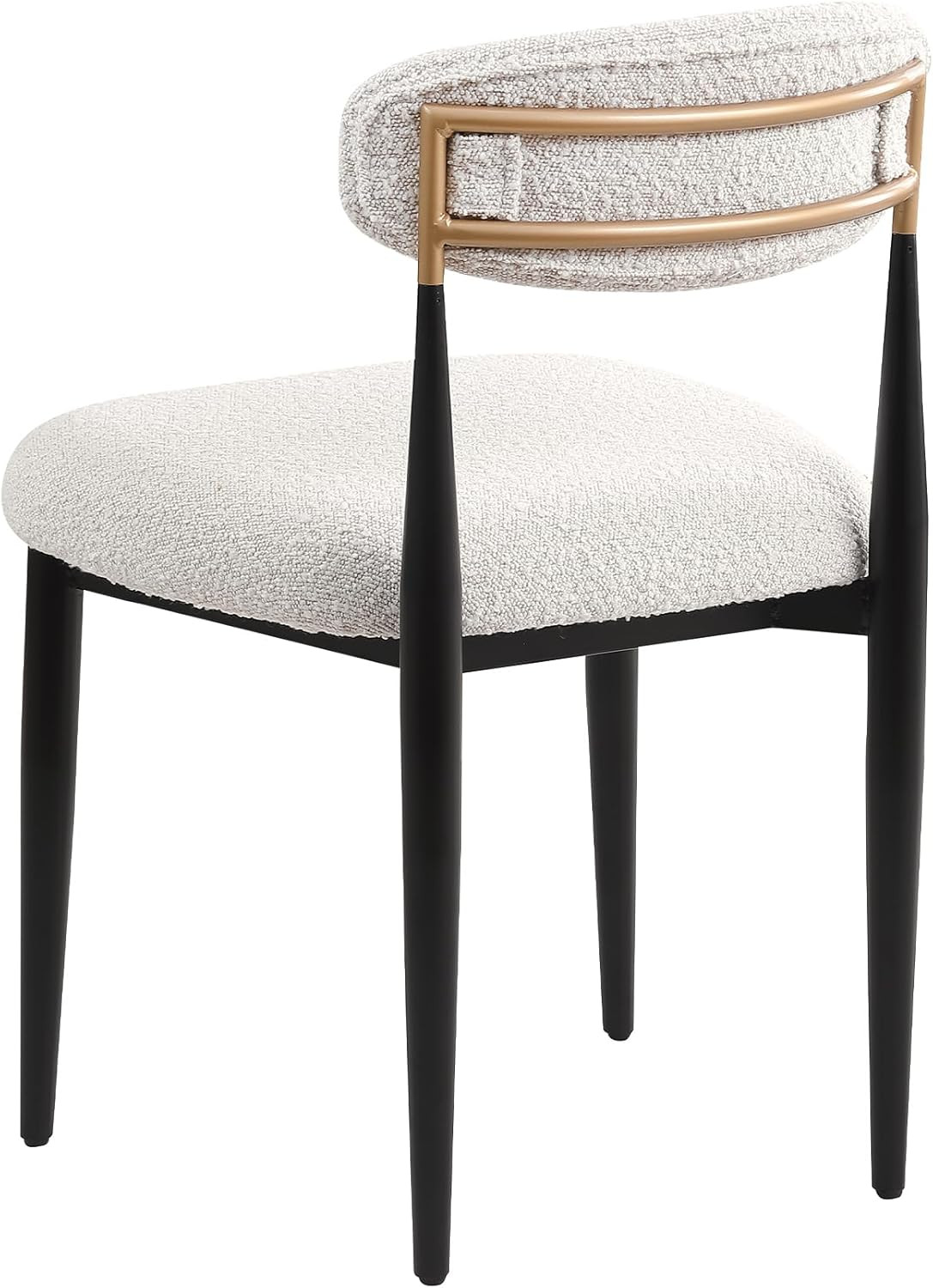 Morden Fort Boucle Dining Chairs Set of 2, Modern Chairs with Curved Backrest and Black Metal Leg... | Amazon (US)