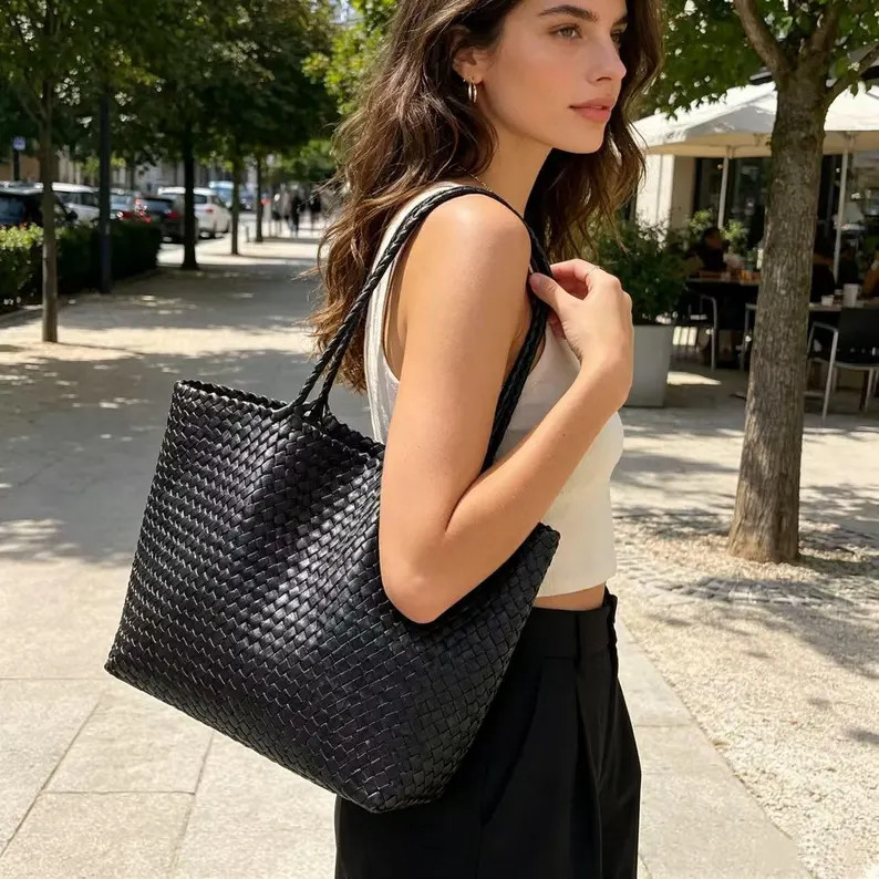 Handmade Woven Handbag, Oversized Commuter Shoulder Bag - Etsy | Etsy (Global)