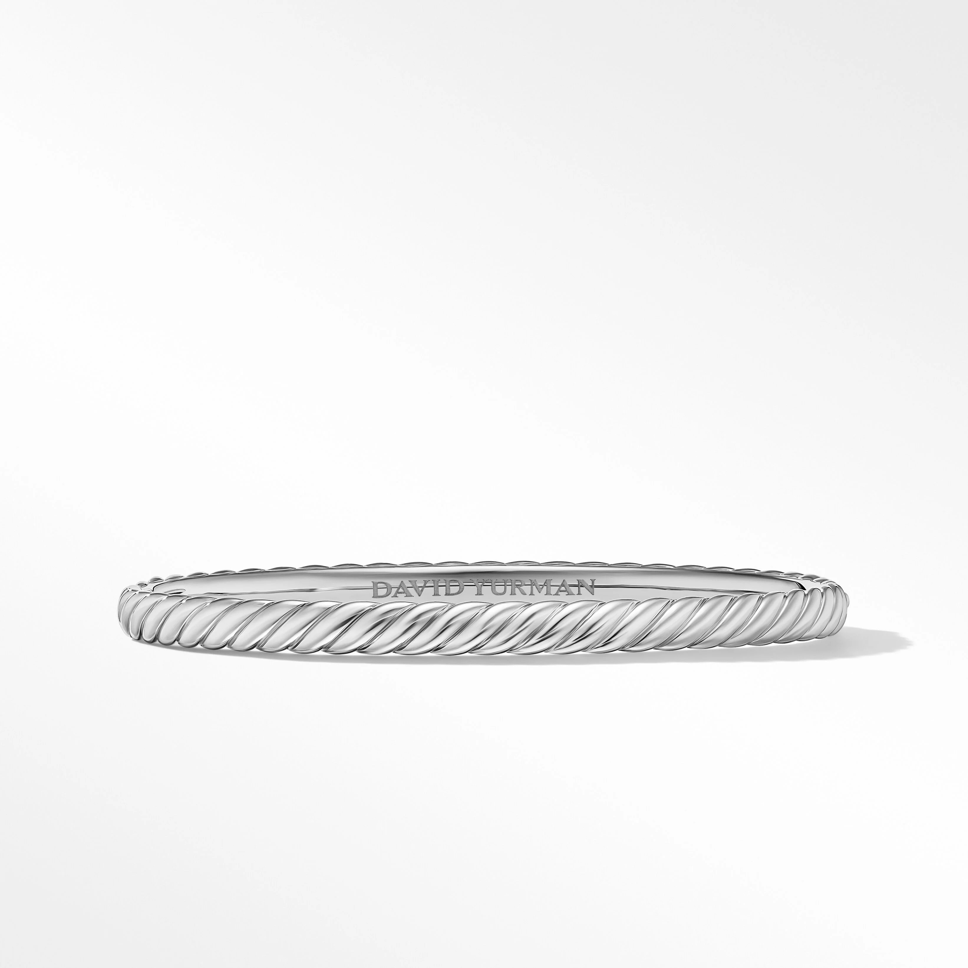 Sculpted Cable Bangle Bracelet in 18K White Gold | David Yurman