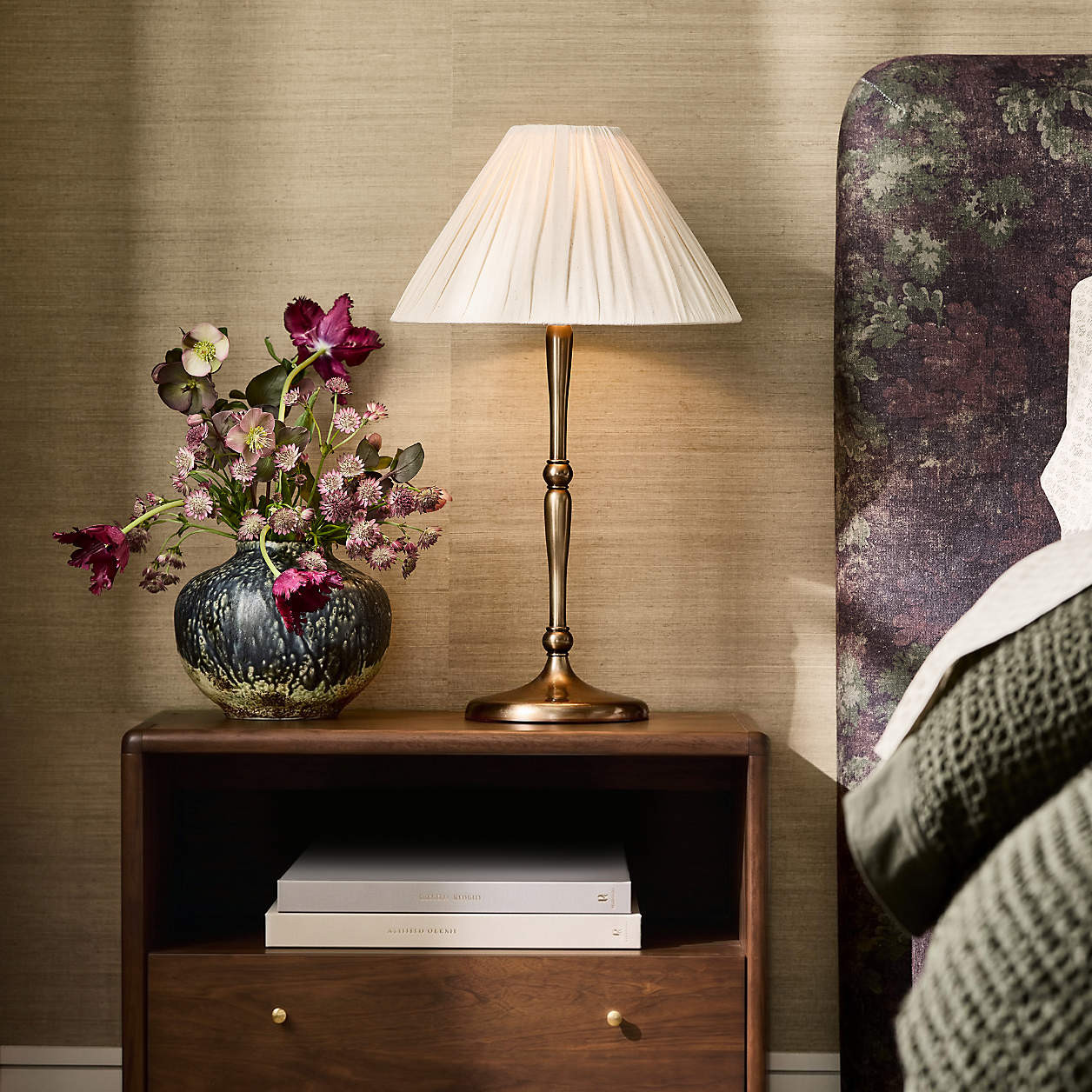 Solenne Metal Table Lamp with Pleated Fabric Shade 25.5" | Crate & Barrel | Crate & Barrel
