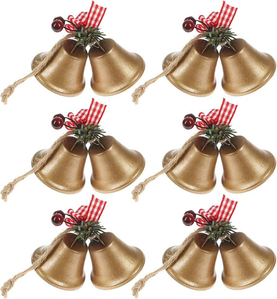 Tinsow 6 Pcs Red Christmas Bells, Tree Hanging Ornament Metal Jingle Bells for Christmas Holiday ... | Amazon (US)