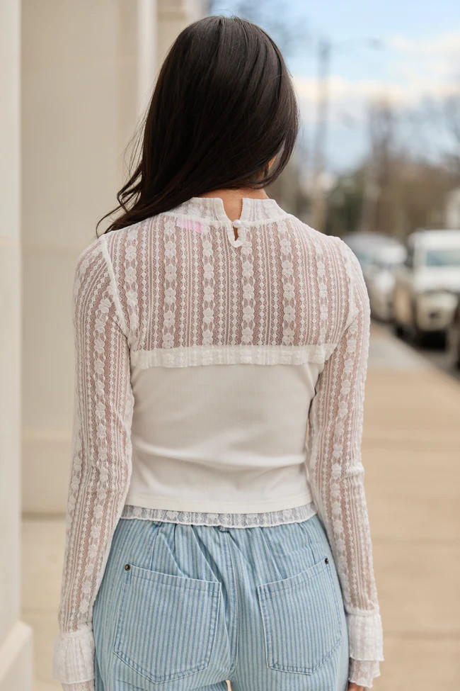 Madison Ivory Lace Mockneck Top | Pink Lily