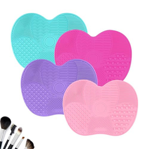 HexinYigjly 4 Pcs Silicone Make Up Brush Cleaning Mat, Makeup Brush Cleaner Mats, Cosmetic Cleaning Pads, Portable Washing Tool with Suction Cup for Makeup Cosmetic Brushes | Amazon (US)