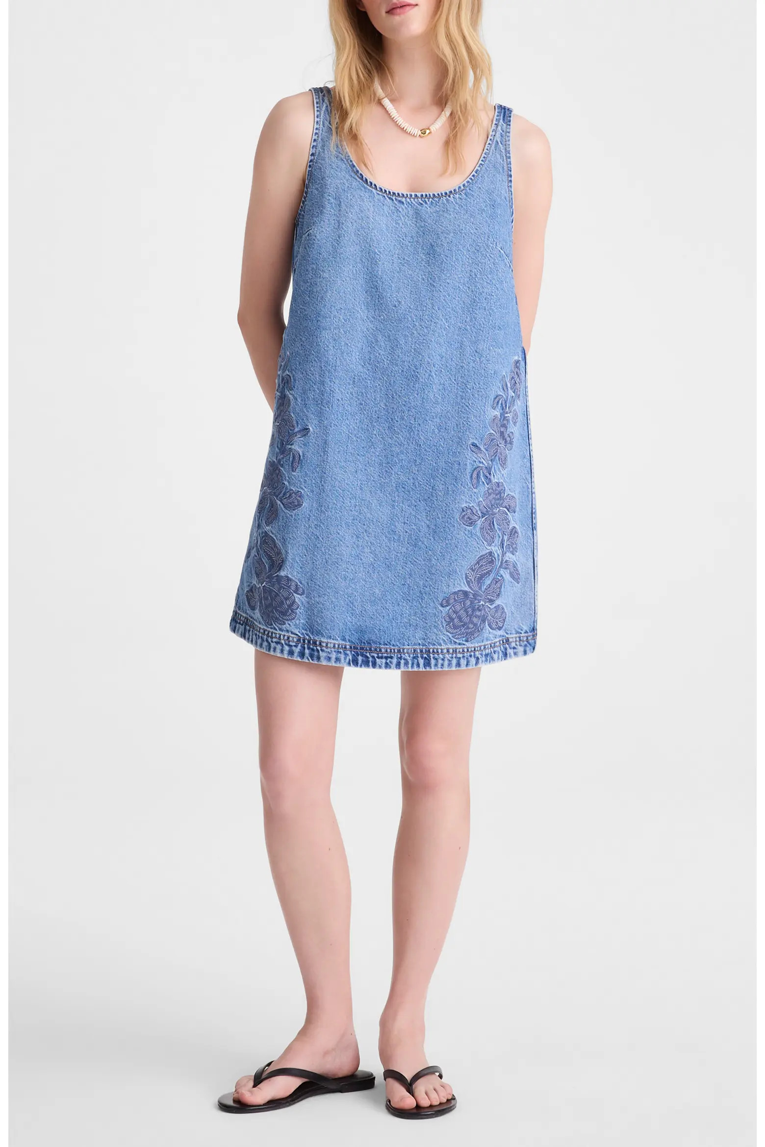 Embroidered Sleeveless Denim Minidress (Women) | Nordstrom | Nordstrom
