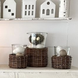 Small Basket Wrapped Glass Vase | Antique Farm House