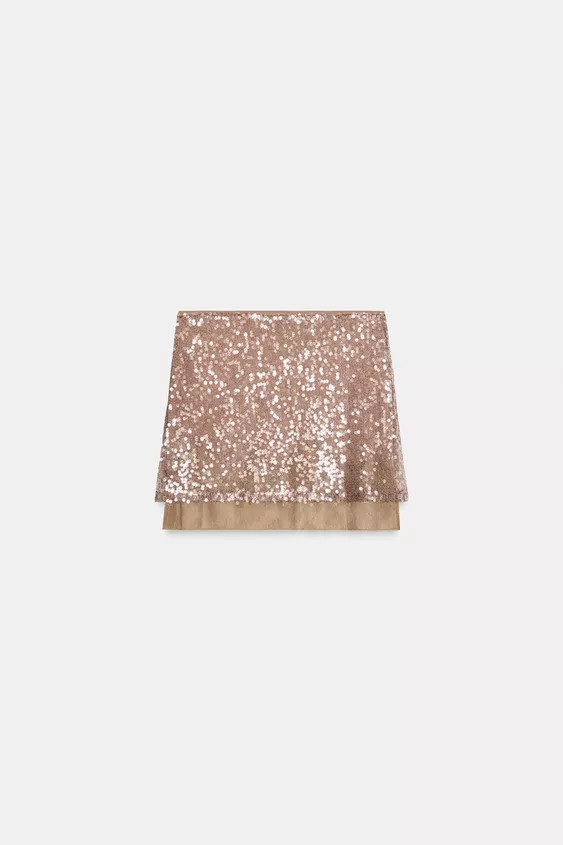 SEQUIN KNIT LACE MINI SKIRT | Zara US