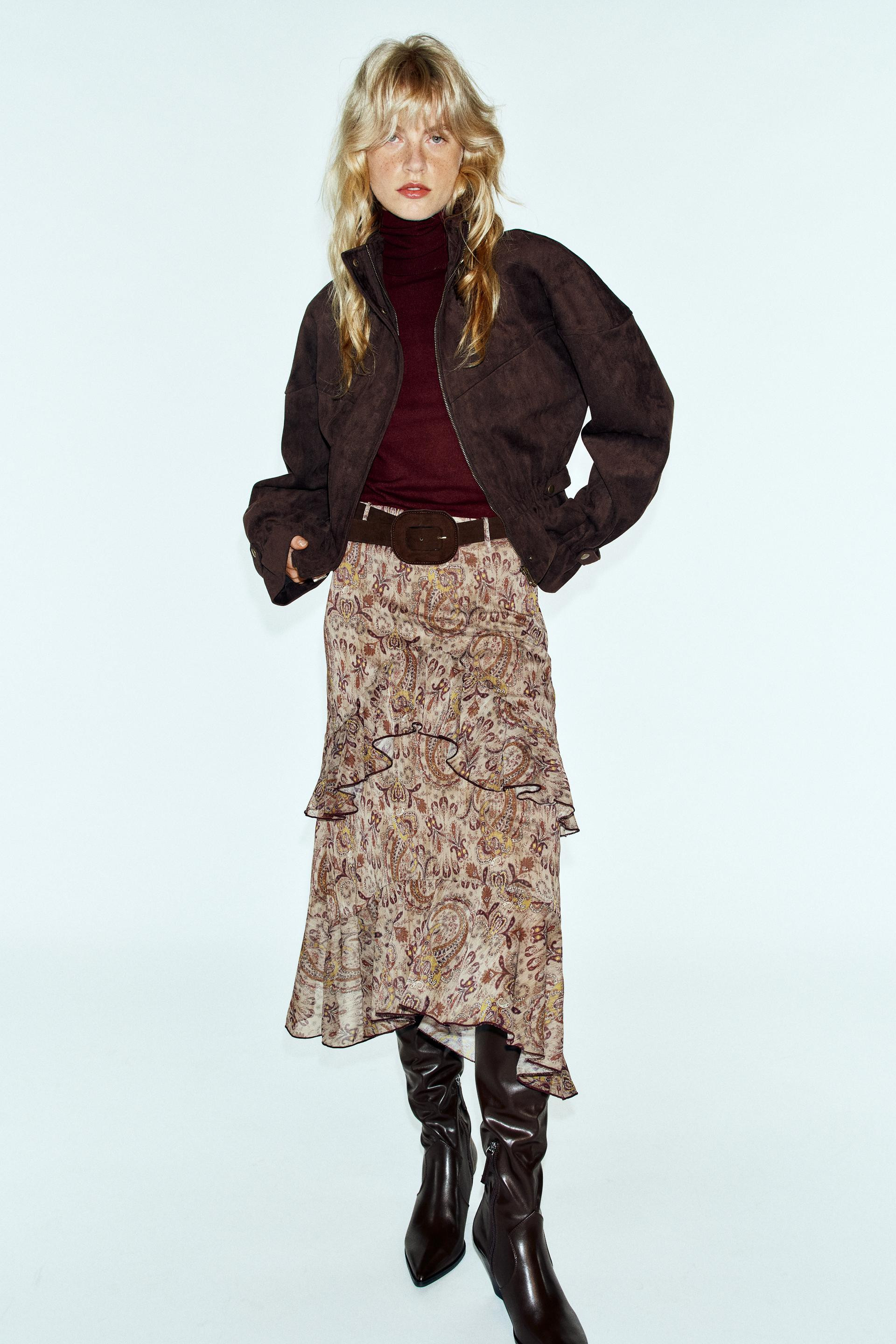 Zara - Suede-Effect Jacket - Brown - L - Woman | Zara US