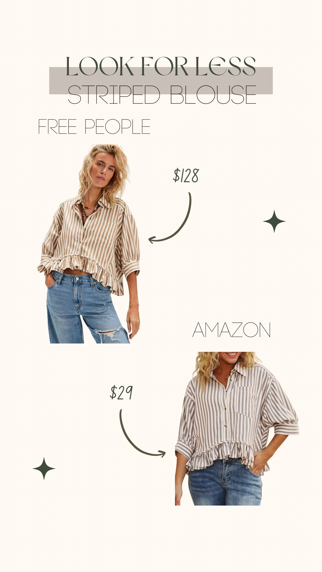 Look for Less: Free People Bailey Stripe Shirt

Ive been wanting the Bailey blouse from Free People but have been hesitant because of the $128 price tag. I found a similar option available at Amazon and it comes in several other colors too! 

Amazon, free people, look, alike, blouse, button, down, work, shirt, top, women’s, breastfeeding, friendly, stripe, stripes, classic, oxford, peplum, ruffles, beige,  Neutral, summer, spring, look, affordable. 

#LTKWorkwear #LTKSaleAlert #LTKFindsUnder50