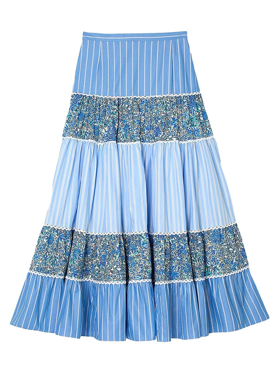 Women's Long Patchwork Skirt - Blu White - Size 8 | Saks Fifth Avenue