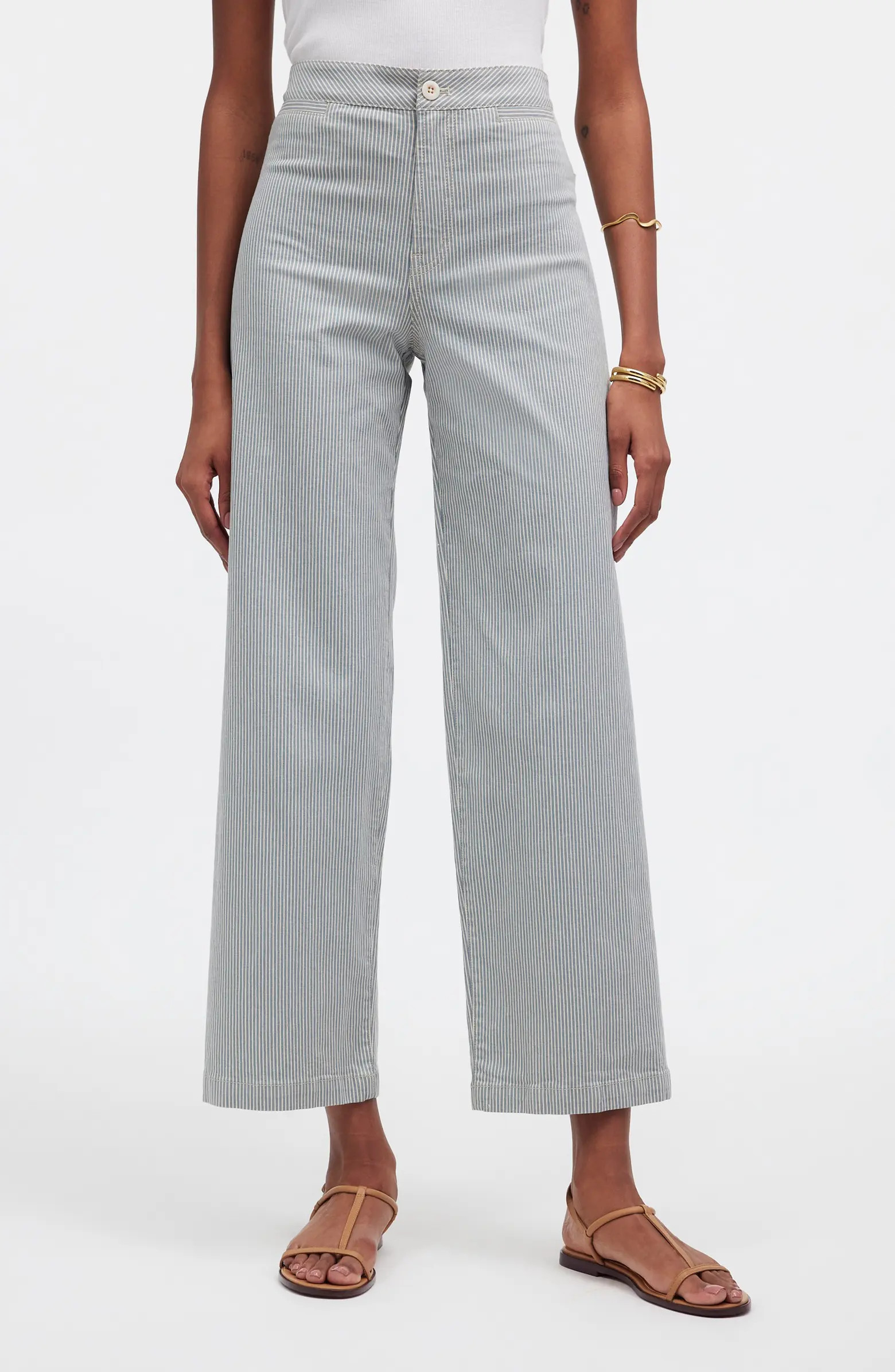 Madewell The Emmett Stripe Crop Wide Leg Pants | Nordstrom | Nordstrom