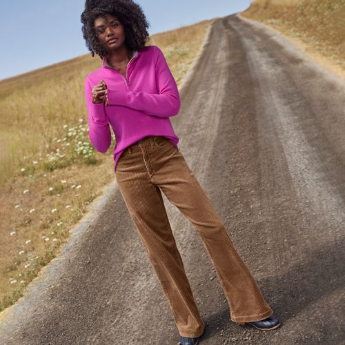 Women's High Rise Wide Leg Corduroy Pants - Lands' End - Brown - 10 | Lands' End (US)