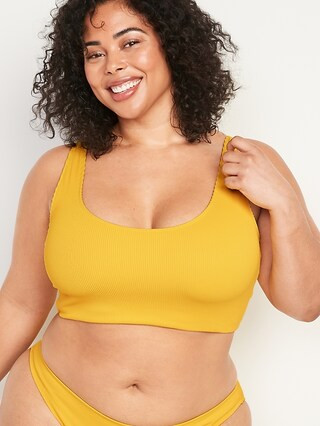 Scoop-Neck Rib-Knit Longline Swim Top for Women | Old Navy (US)