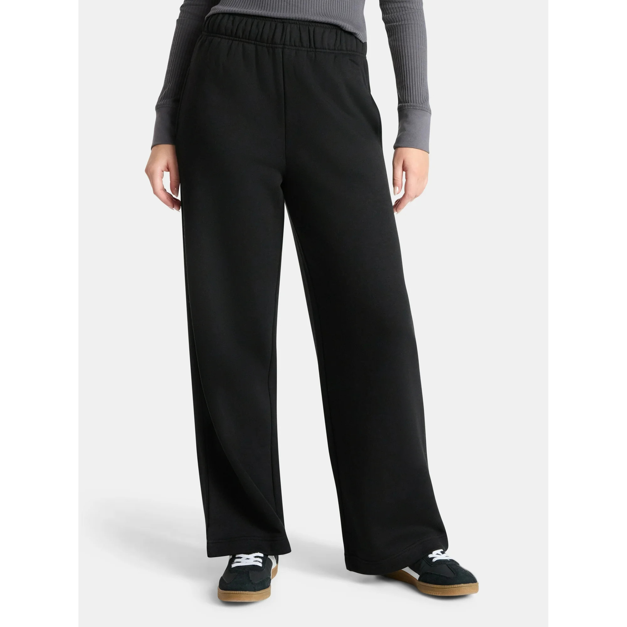 No Boundaries Wide-Leg Foldover Fleece Pants, 30'' Inseam, Women's | Walmart (US)