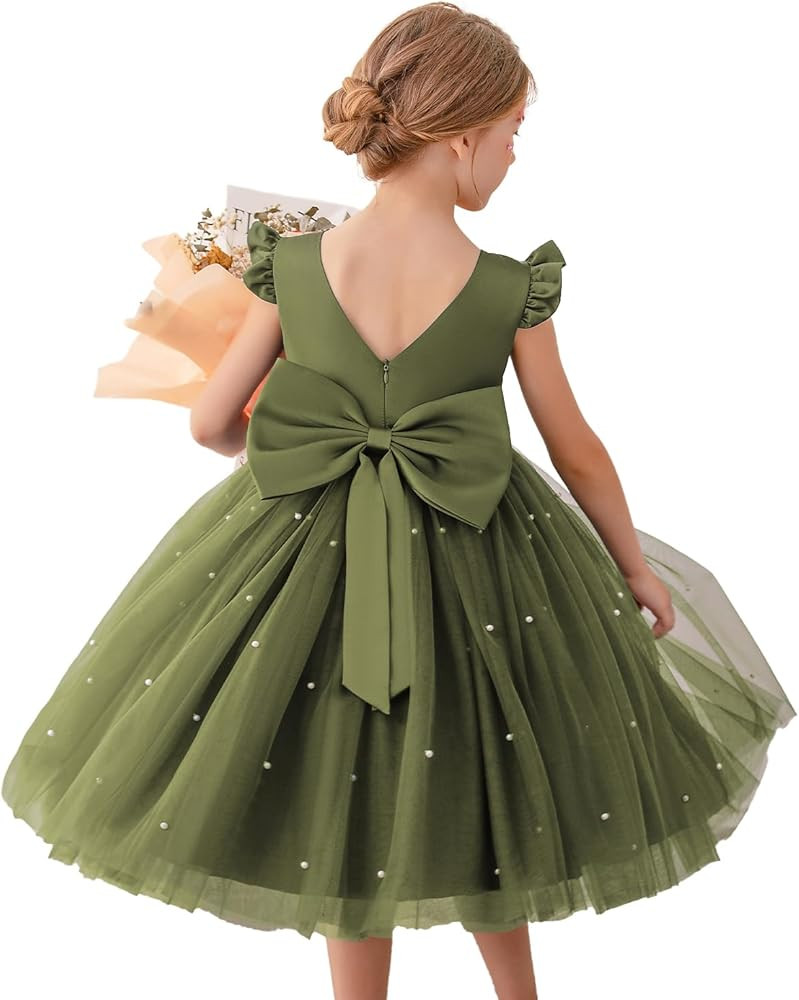 KAQININI Flower Girl Dress Wedding Guest Ruffle Tulle Satin Party Birthday Princess Dresses Pagea... | Amazon (US)
