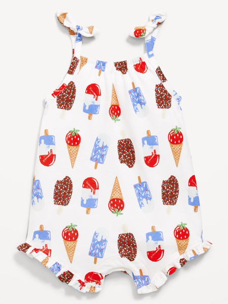 Sleeveless Tie-Knot Graphic One-Piece Romper for Baby | Old Navy (US)