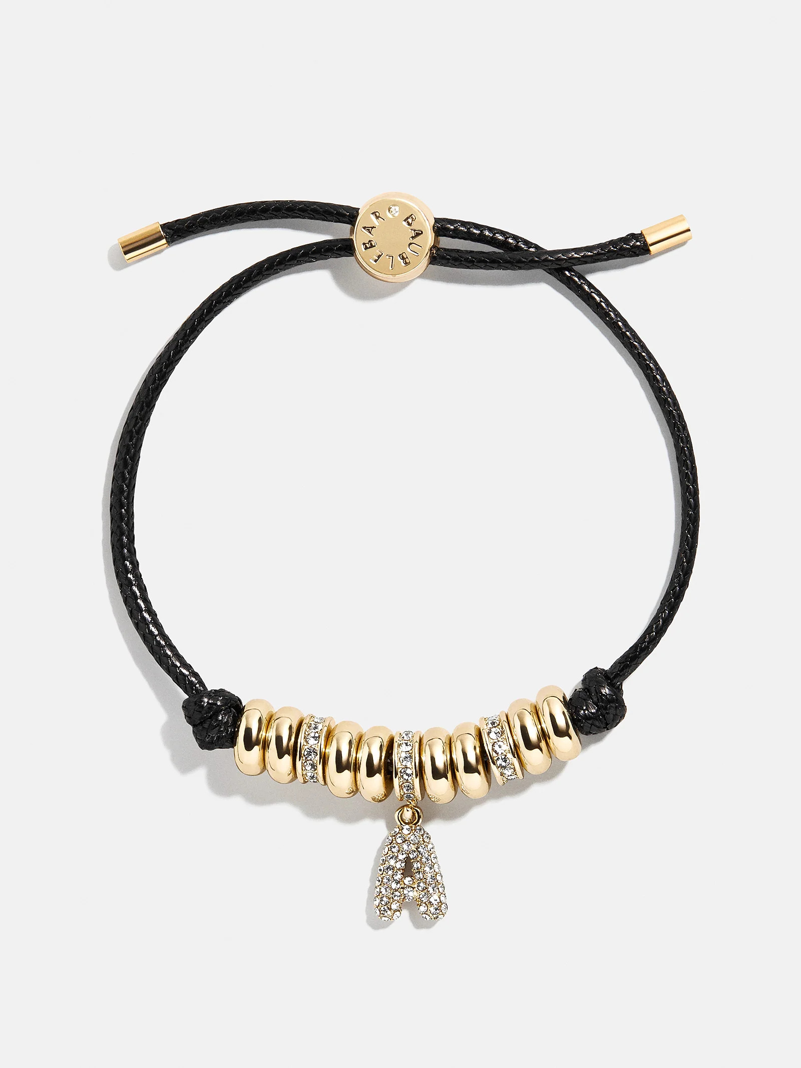 Natisha Initial Pull-Tie Bracelet - Gold/Black | BaubleBar