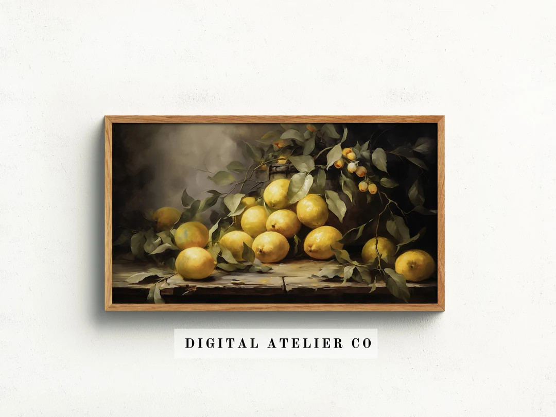 Samsung Frame TV Art Lemon Home Decor Art Vintage Fruit Painting Still Life Rustic Kitchen Digita... | Etsy (US)