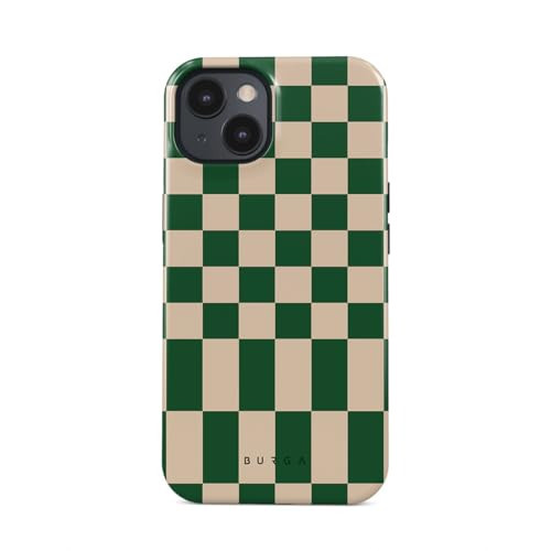 BURGA Phone Case Compatible with iPhone 15 PLUS - Hybrid 2-Layer Hard Shell + Silicone protective Case -Green Checkers Pattern Chess - Scratch-Resistant Shockproof Cover | Amazon (US)