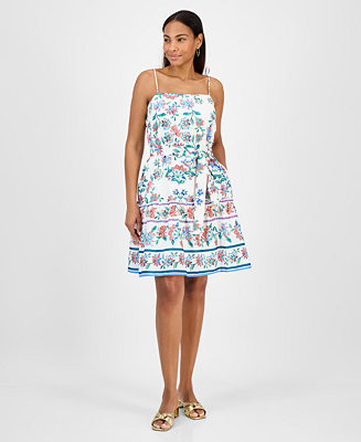 Women's Printed Sleeveless Fit & Flare Dress | Macy's
