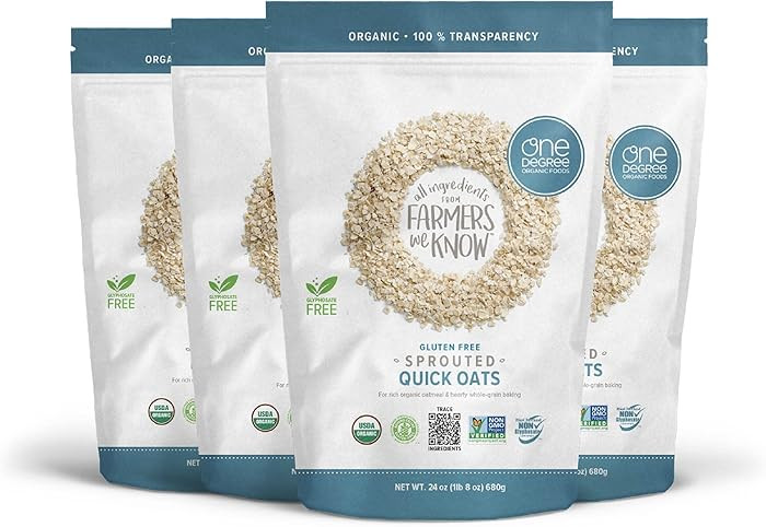 One Degree Organic Foods Sprouted Quick Oats, USDA Organic, Non-GMO Gluten Free Oatmeal, 24 oz., ... | Amazon (US)