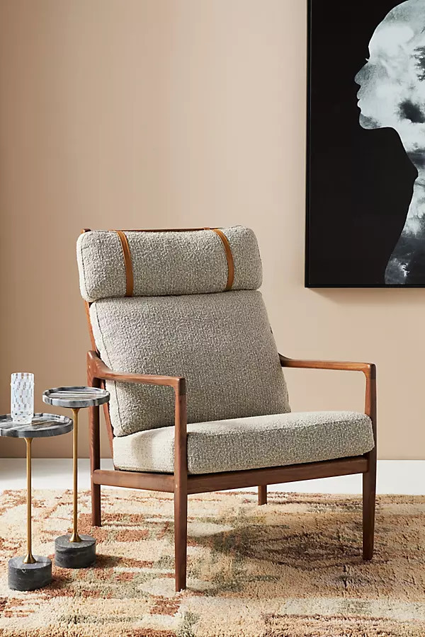 Bouclé Headrest Lounge Chair | Anthropologie (US)