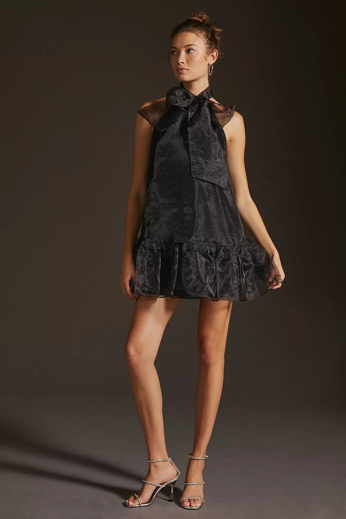 Maeve Organza Bow-Neck Mini Dress | Anthropologie (US)