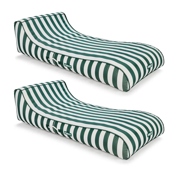 Fabric Sunbd Loungr
                      Green Stripe, 2-Pack | FUNBOY