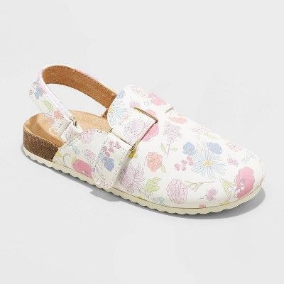 Toddler Girls' Marley Floral Print Clogs - Cat & Jack™ White | Target