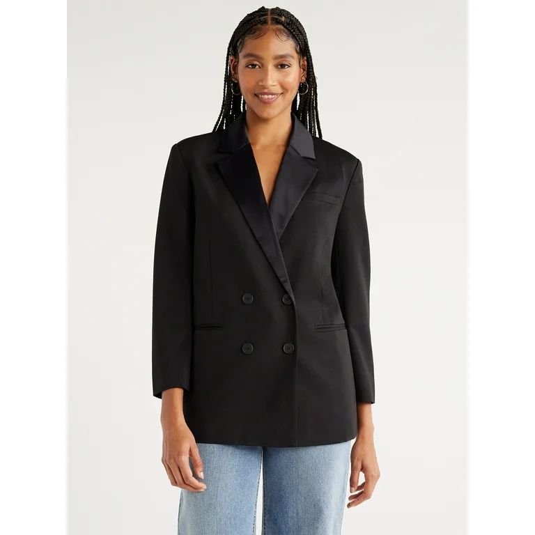 Scoop Women’s Tuxedo Blazer, Midi Length, Sizes XS-XXL | Walmart (US)