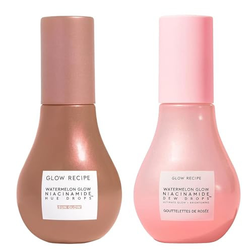 Glow Recipe Niacinamide Hue Drops Tinted Serum to Bronze, Brighten & Hydrate + Watermelon Facial Serum for Uneven Skin & Dark Spots (40ml/ea) | Amazon (US)